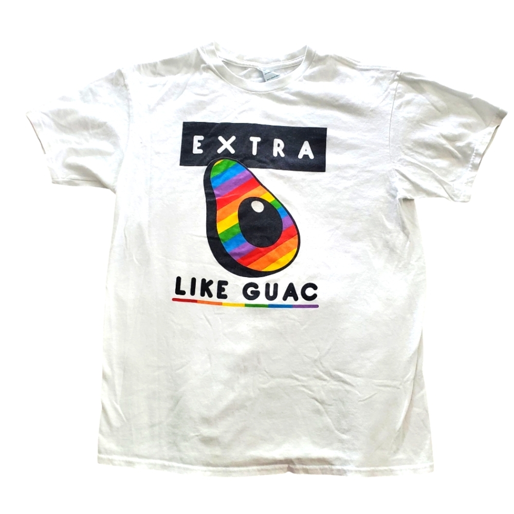 Extra like Guac Graphic Tee‎ Womens MEDIUM Multicolor Rainbow